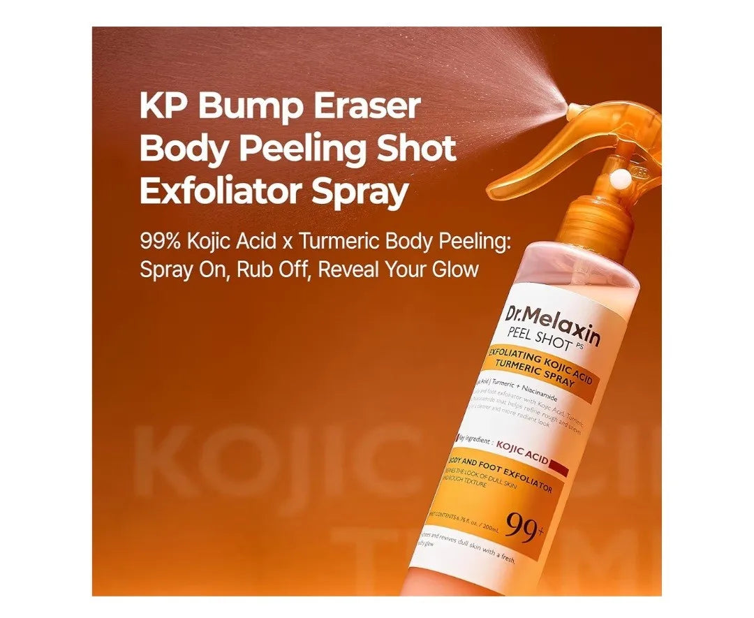 Dr. Melaxin Peel Shot- Body Keratin Care Acid Turmeric Spray with Gentle Body Brightening & Exfoliating Peeling Solution Korean Skincare, 6.76 fl.oz