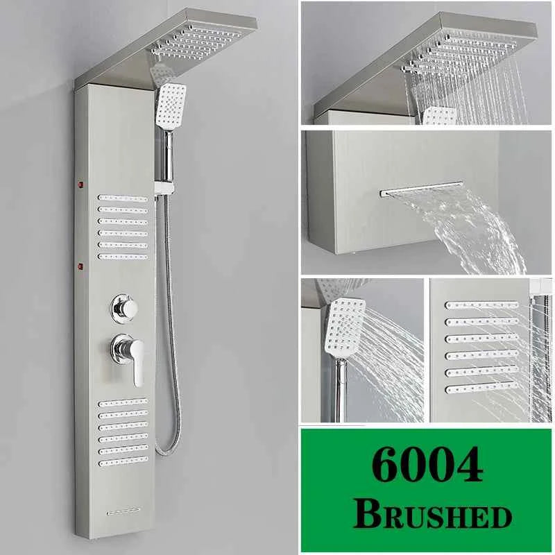 LED Shower Faucet Bathroom SPA Massage Jet Shower Matte Black Column System Waterfall Rain Shower Panel Bidet Sprayer Tap