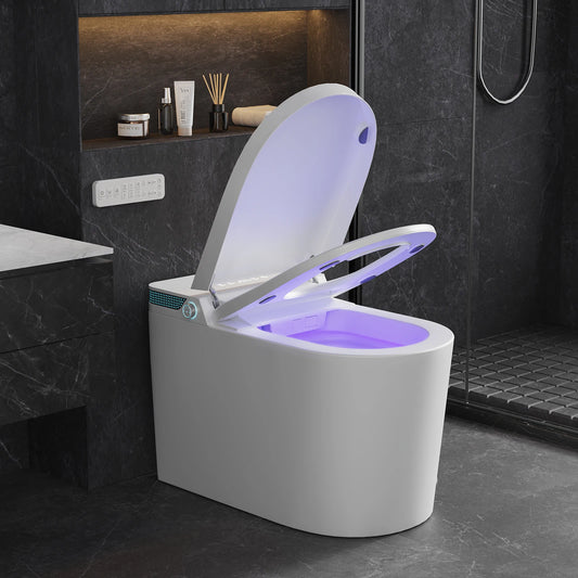Smart One-Piece Toilet with Built-in Bidet, Dual Auto Flush, Foam Dispenser, Foot Sensor, Heated Seat, Warm Water, Night Light