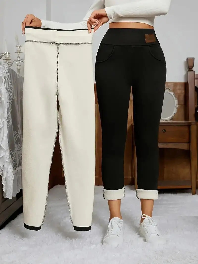 Fleece Lined Leggings Women,High-Waisted Shaping Fleece-Lined Leggings,Workout Winter Warm Soft Yoga Pants