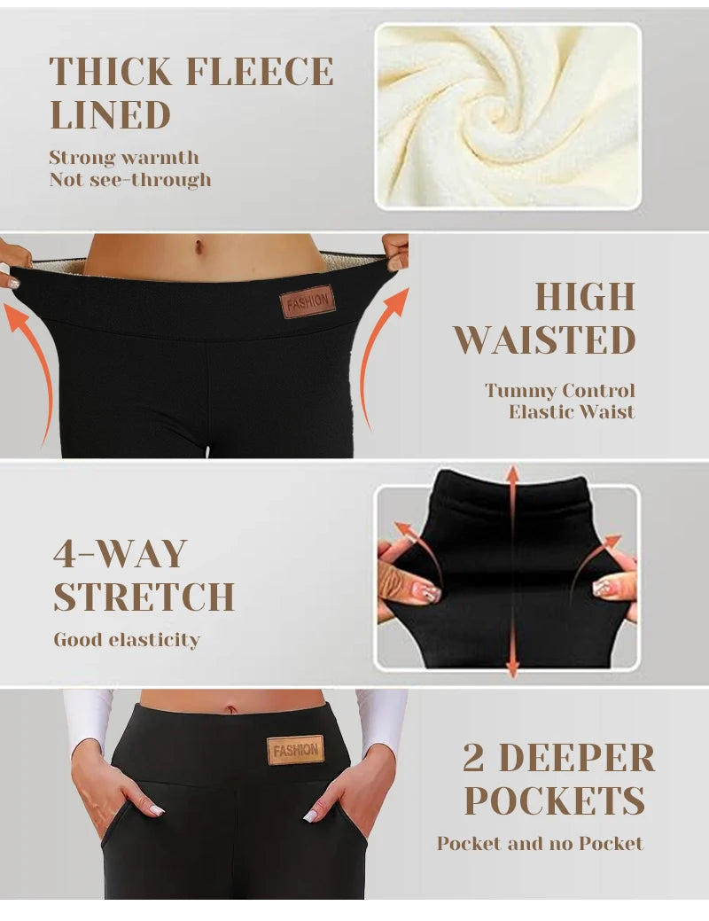 Fleece Lined Leggings Women,High-Waisted Shaping Fleece-Lined Leggings,Workout Winter Warm Soft Yoga Pants