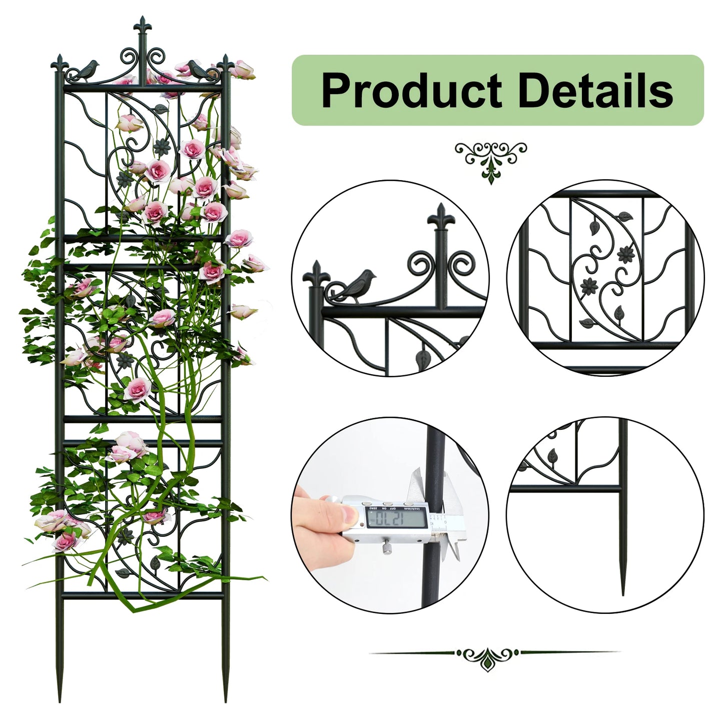 71 inch Garden Trellis Decorative Outdoor Tall Metal Fence Black Lattice Panel Yard Corner Décor for Climbing Plant Flower 2 pack