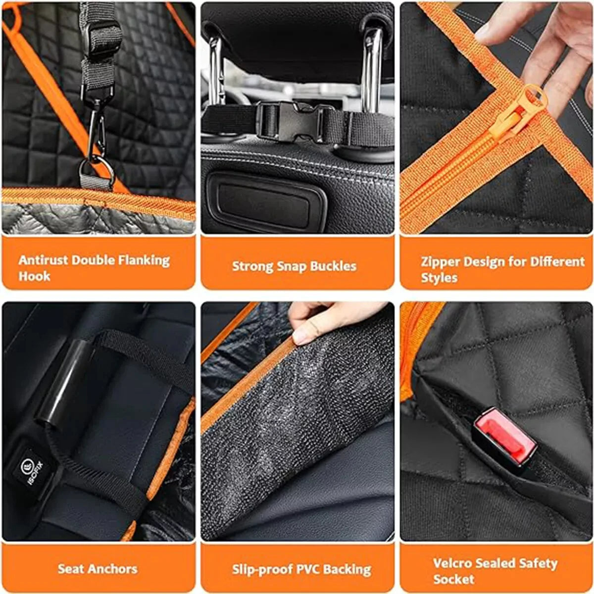 Car Dog Seat Cover for Back Seat Waterproof Auto Rear Pet Seat Protector Mat Nonslip Universal Safety Carrier For Outing Dogs