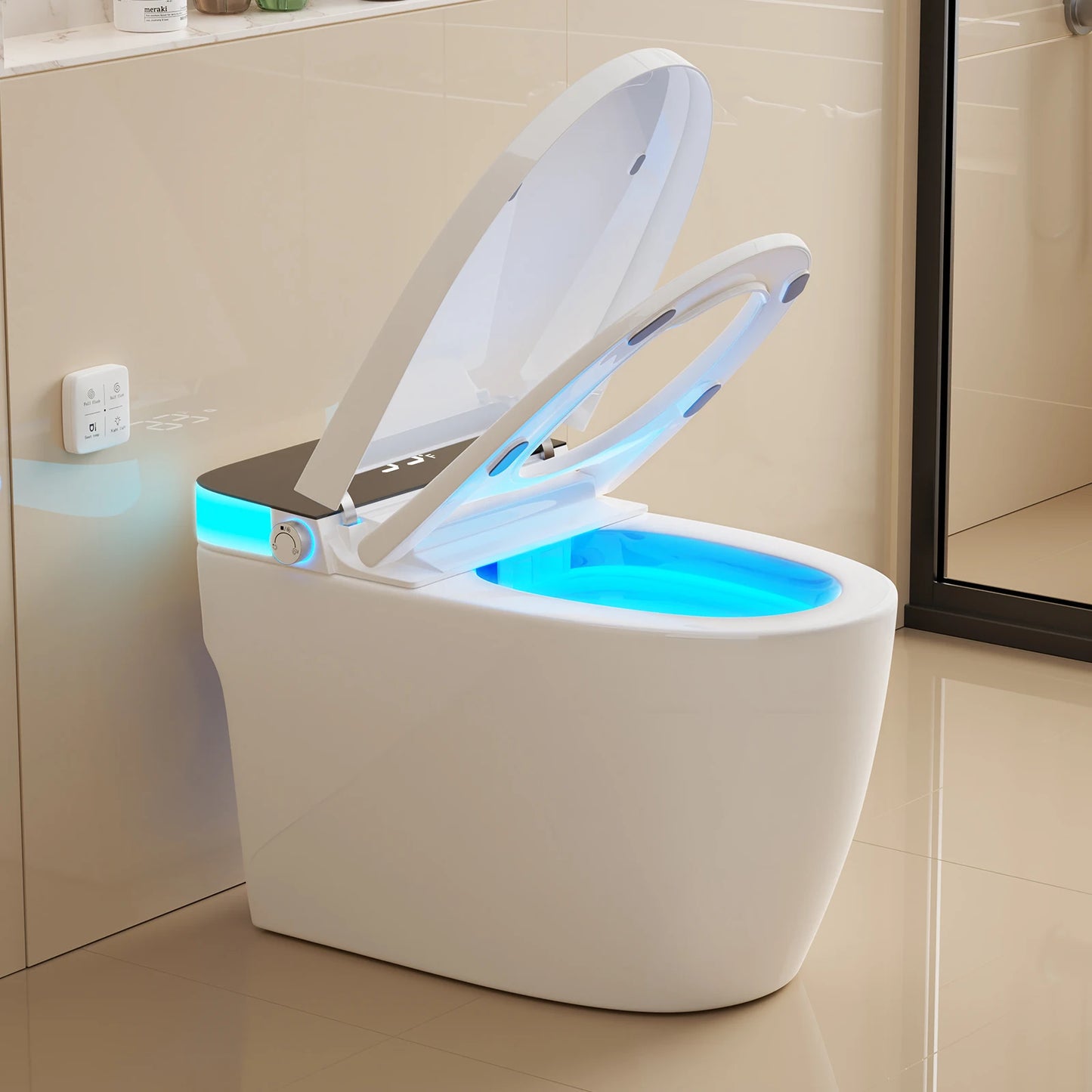 Smart Heated Bidet Toilet Seat Temperature Display Night Light Foot Sensor Flush Remote Control UL Certified Leak Protection