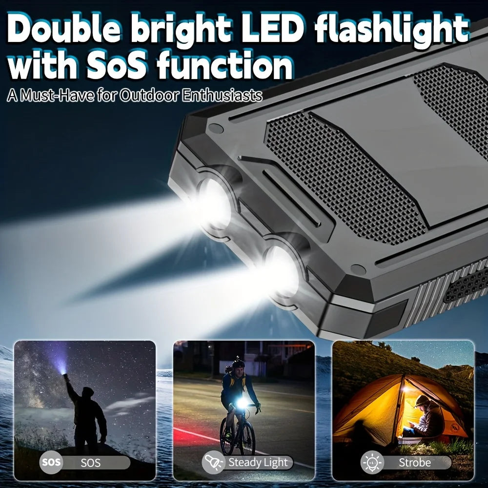US Stock Solar Power Bank 10000mAh Portable Charging Powerbank External Battery Charger Strong LED Light for All Smartphones