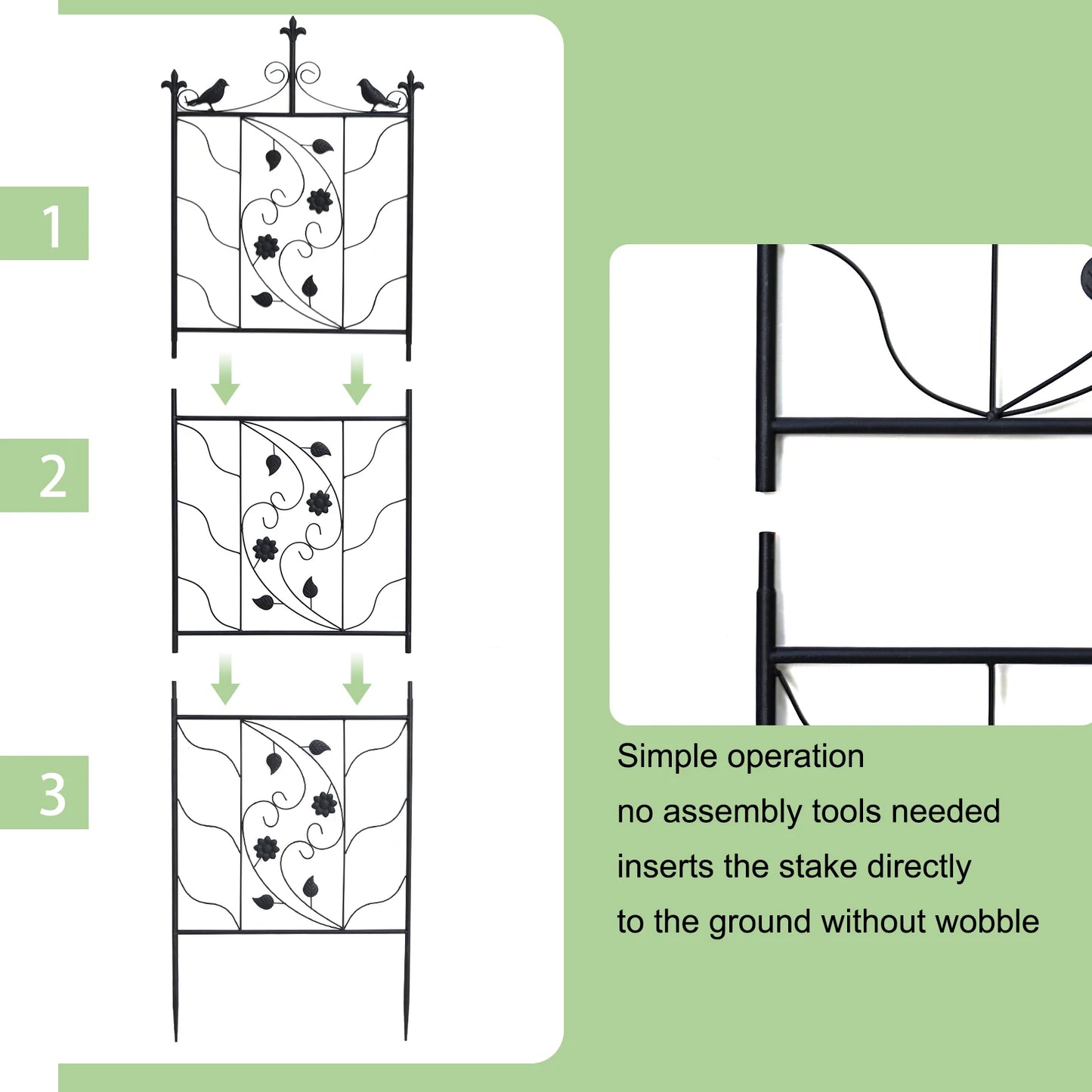 71 inch Garden Trellis Decorative Outdoor Tall Metal Fence Black Lattice Panel Yard Corner Décor for Climbing Plant Flower 2 pack