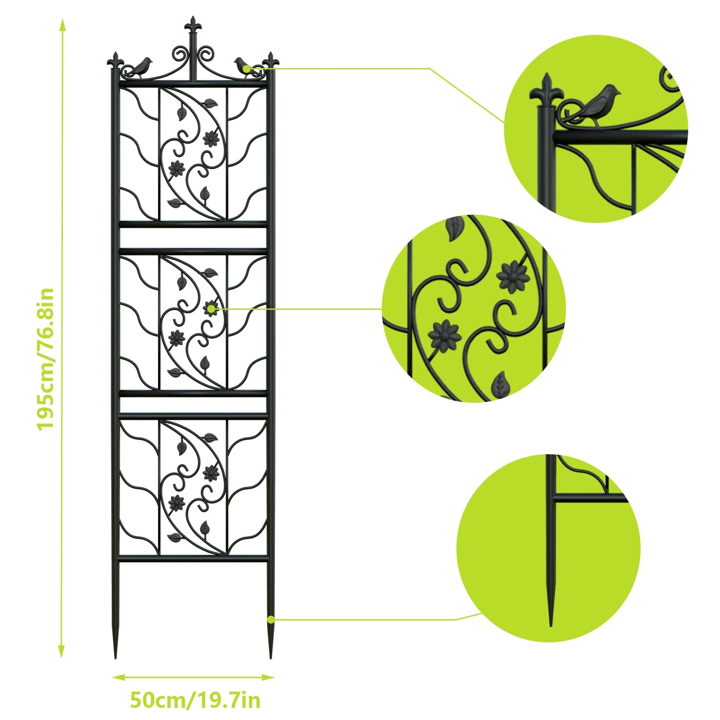 71 inch Garden Trellis Decorative Outdoor Tall Metal Fence Black Lattice Panel Yard Corner Décor for Climbing Plant Flower 2 pack