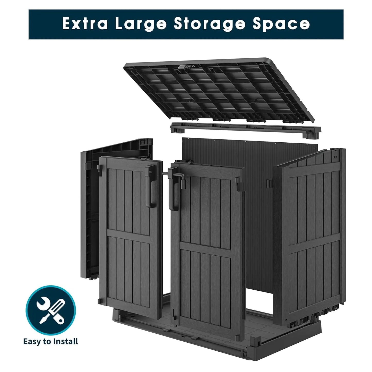 36 Cu Ft Lockable Waterproof Resin Outdoor Storage Cabinet Shed for Backyard Patio, Customized