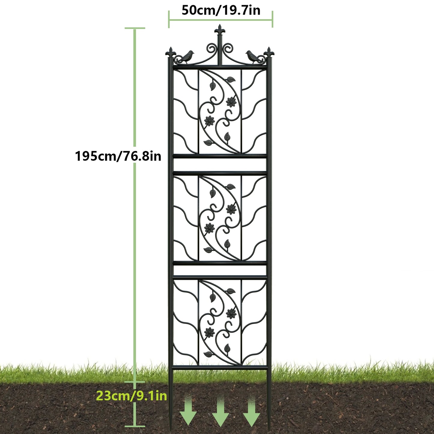 71 inch Garden Trellis Decorative Outdoor Tall Metal Fence Black Lattice Panel Yard Corner Décor for Climbing Plant Flower 2 pack