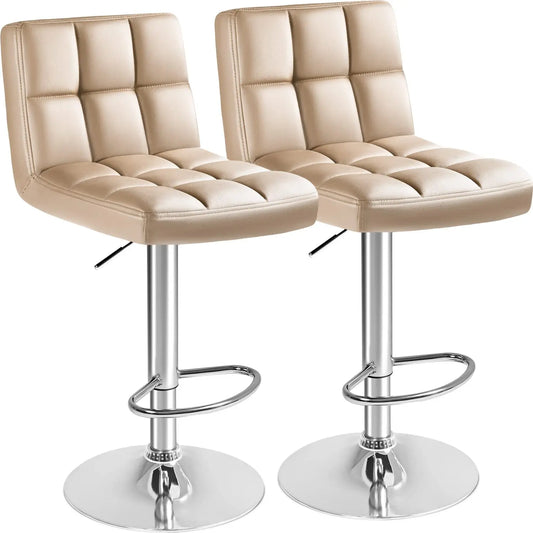 Bar Stools Modern Pu Leather Swivel Adjustable Hydraulic Bar Stool Square Counter Height Stool Set of 2 (White), Customized