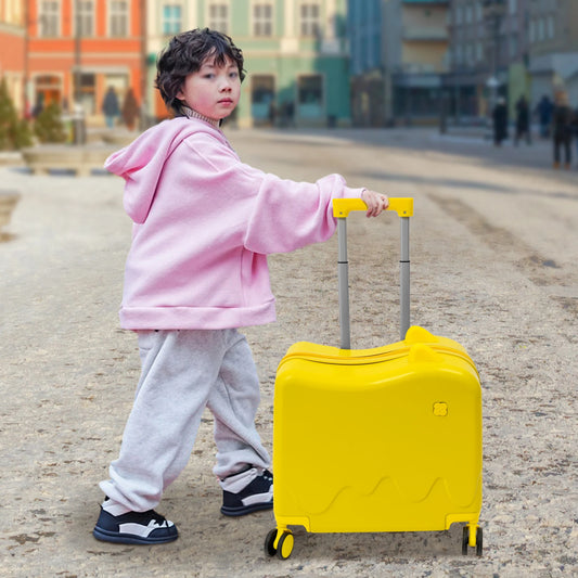 18 Inch Kids Luggage Can Sit and Ride on Suitcase 37L Universal Wheel Trolley Case Travel Suitcase for Children