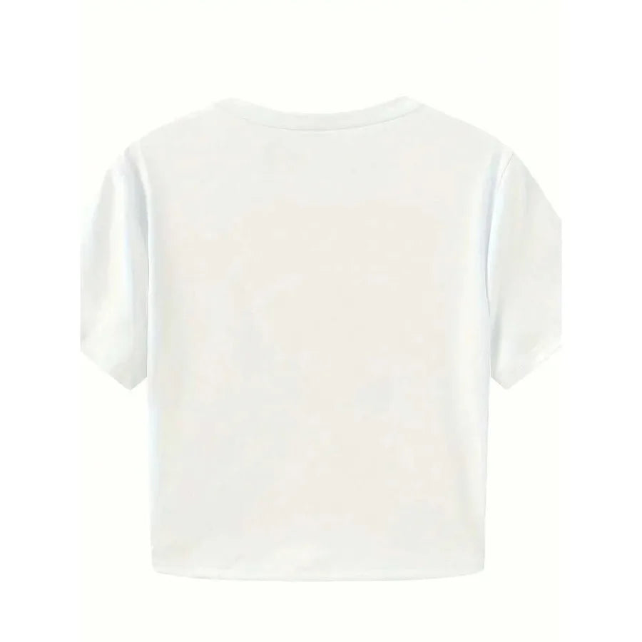 【New style】Von Dutch, Women's Casual Neck Cropped T-ShirtA Pure Cotton Crew Neck Short-Sleeve Women's T-Shirt With A Slogan Print Summer