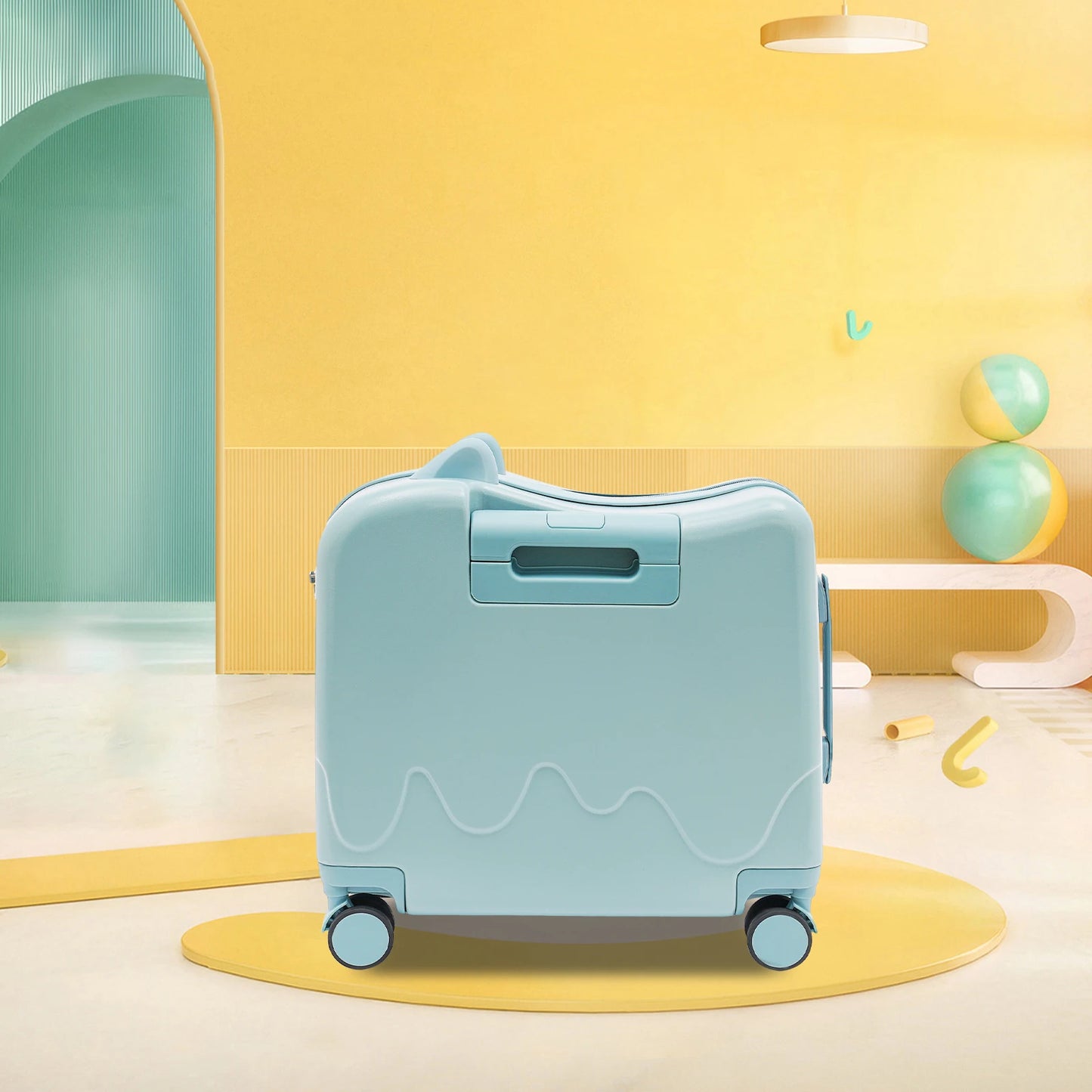 18 Inch Kids Luggage Can Sit and Ride on Suitcase 37L Universal Wheel Trolley Case Travel Suitcase for Children