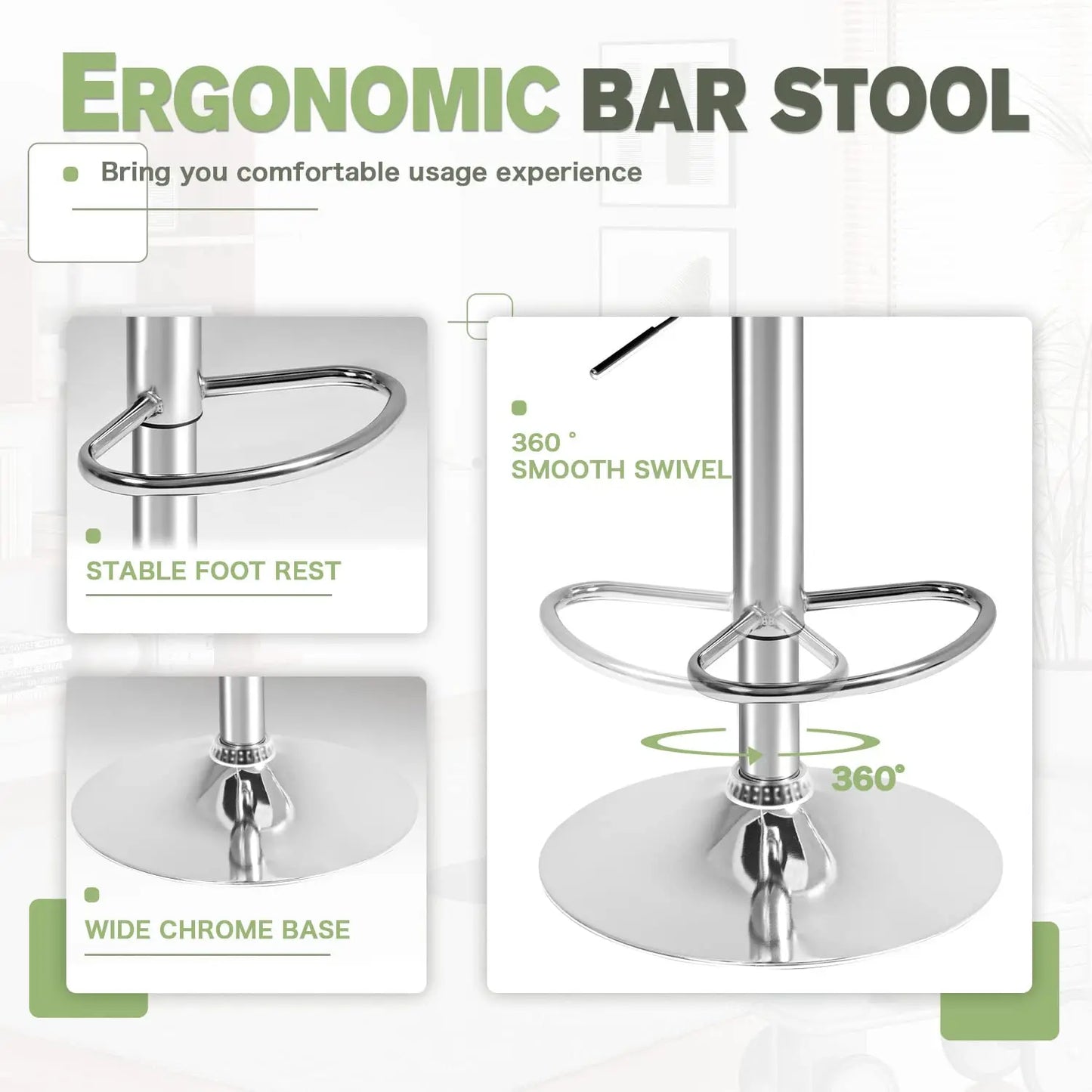 Bar Stools Modern Pu Leather Swivel Adjustable Hydraulic Bar Stool Square Counter Height Stool Set of 2 (White), Customized