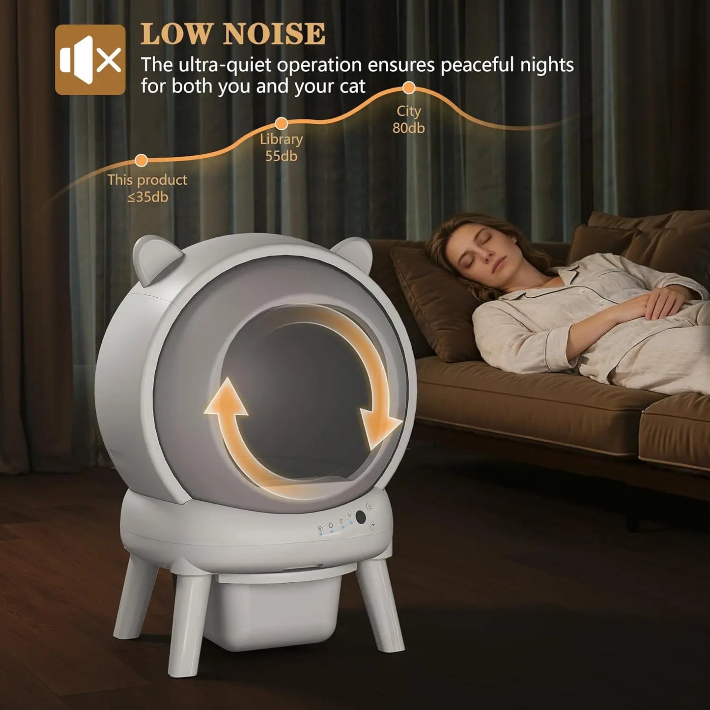 Self Cleaning Litter Box, Automatic Cat Litter Box for Multiple Cats, Auto Litter Box Robot with APP Control, Dual, Customized