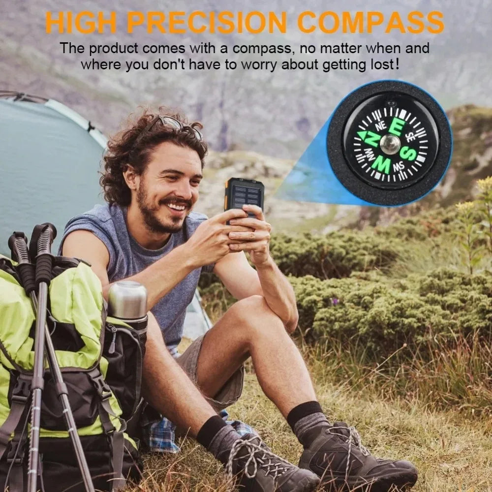 US Stock Solar Power Bank 10000mAh Portable Charging Powerbank External Battery Charger Strong LED Light for All Smartphones