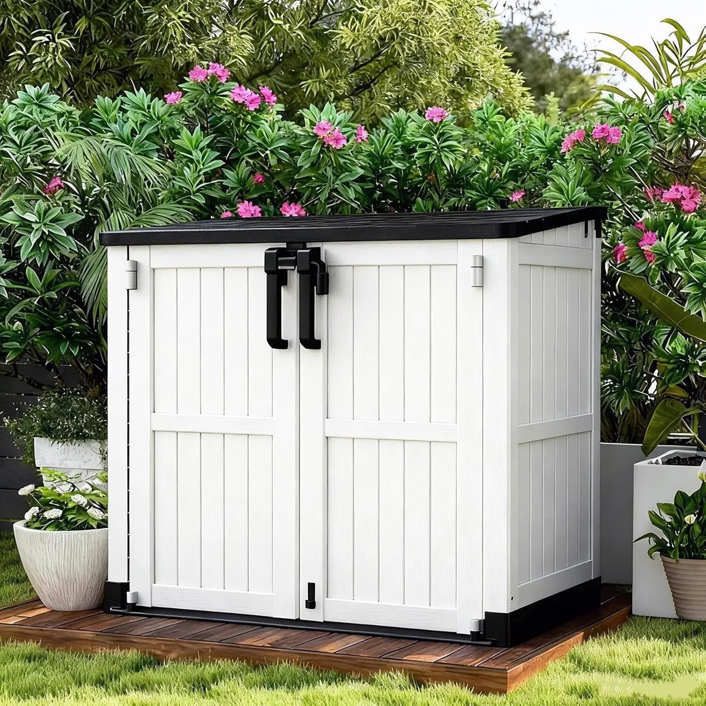 36 Cu Ft Lockable Waterproof Resin Outdoor Storage Cabinet Shed for Backyard Patio, Customized
