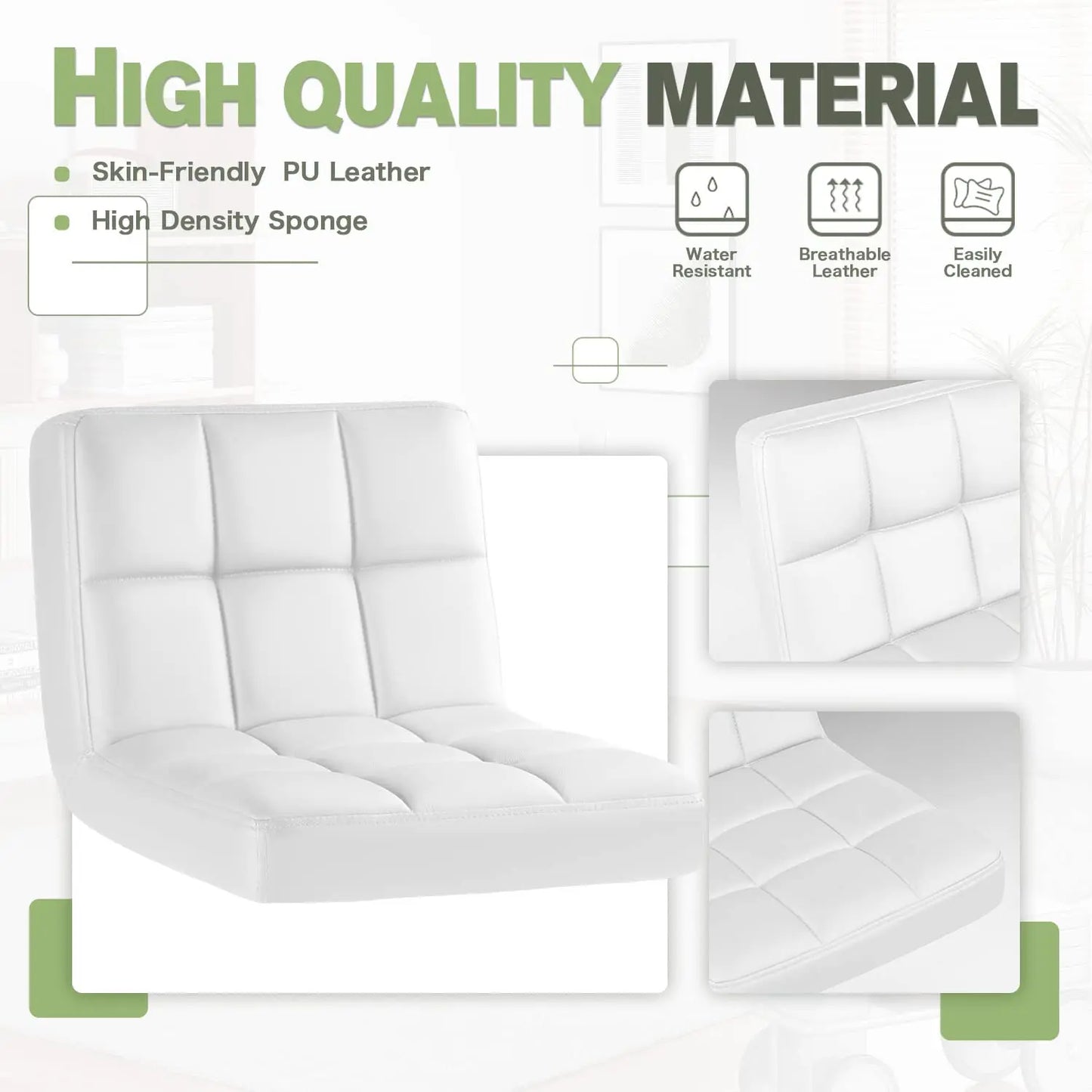 Bar Stools Modern Pu Leather Swivel Adjustable Hydraulic Bar Stool Square Counter Height Stool Set of 2 (White), Customized