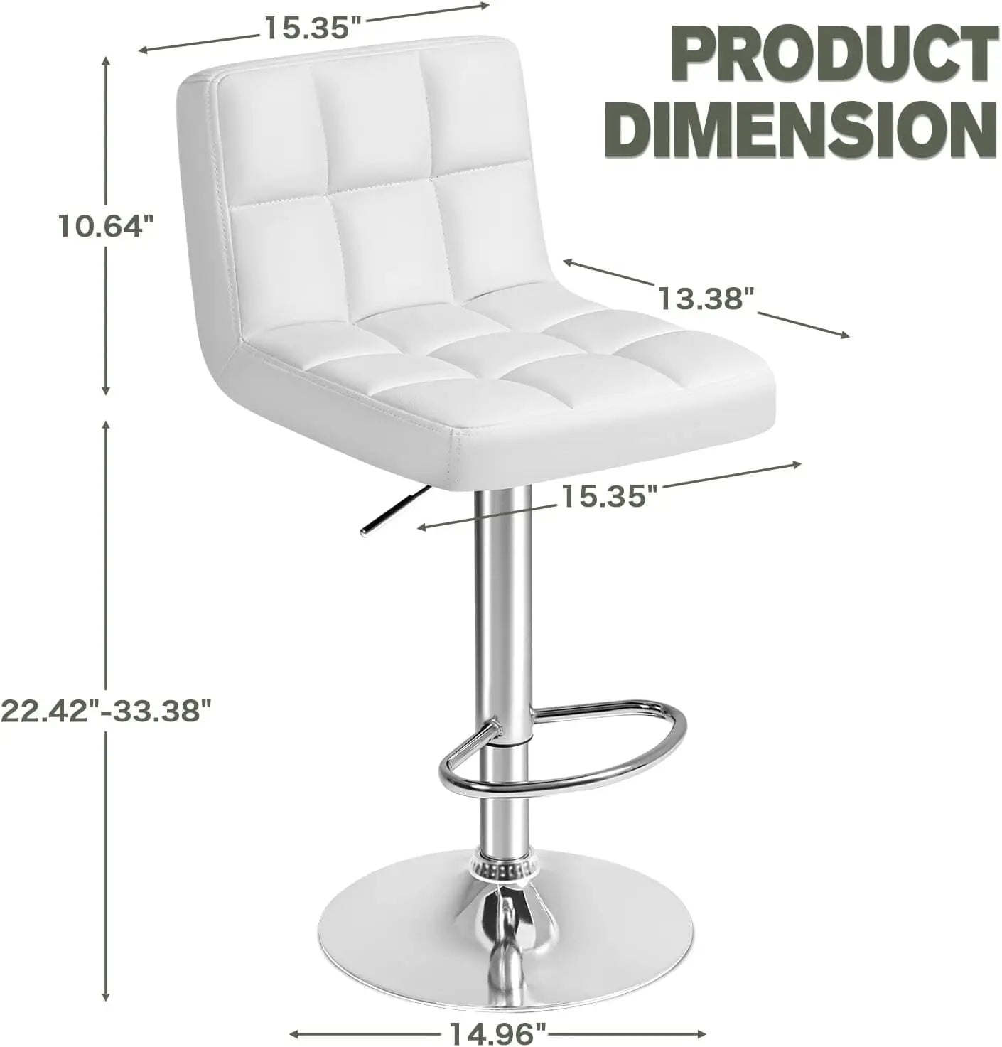 Bar Stools Modern Pu Leather Swivel Adjustable Hydraulic Bar Stool Square Counter Height Stool Set of 2 (White), Customized