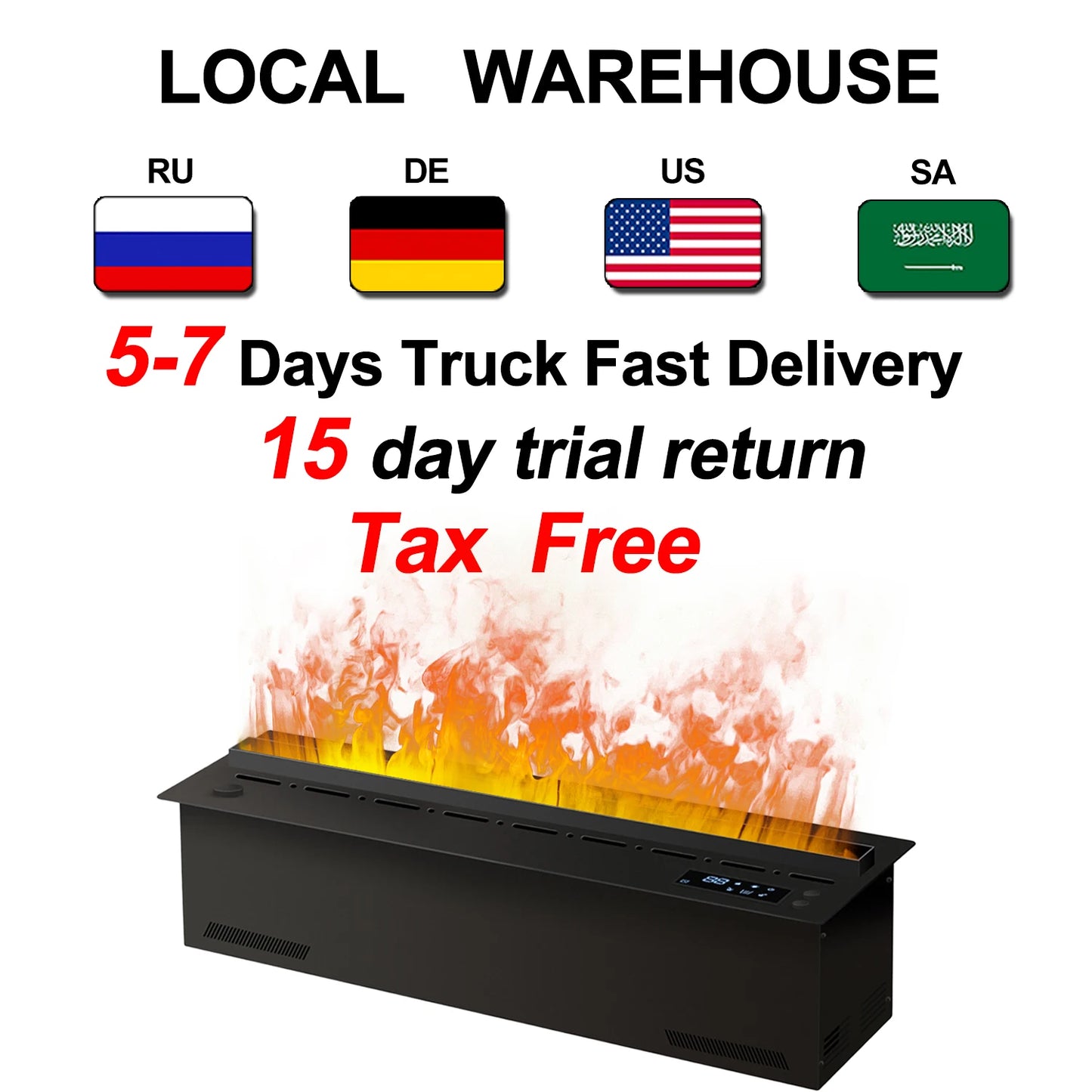 Smart water vapor fireplace, 3D flame effect, Tuya APP control,simulated burning wood sound, environmentally friendly humidifier